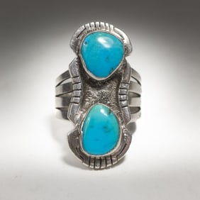 Delbert  Chatter Navajo Silver & Turquoise Ring