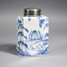 Deborah Sears Isis Ceramic Tea Caddy w/ Sterling