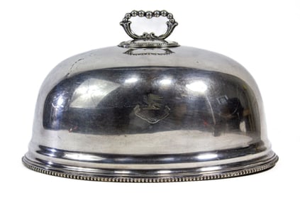 Antique English Silver Plate Meat Dome w/ Crest