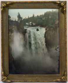 Antique Snoqualmie Falls Photo in Batwing Frame