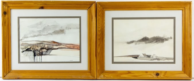 Pair Watercolor Landscapes signed W McIntosh