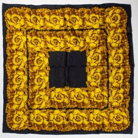 Chanel Gold & Black Silk Scarf