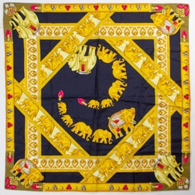 Must de Cartier Jeweled Elephant Silk Scarf