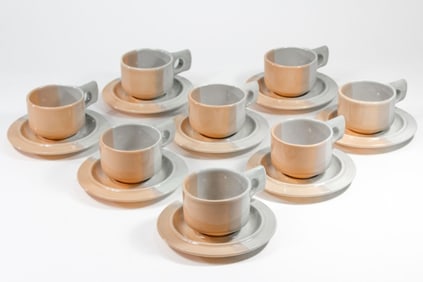 Fabrik Peach Agate Pass Stoneware Cups & Saucers