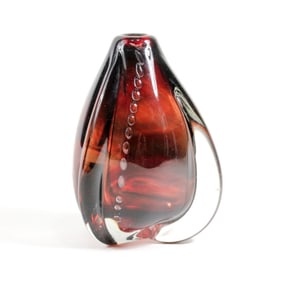 Studio Blown Glass Signed Bud Form Vase 1994