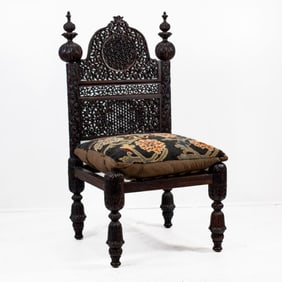 Antique Southeast Asian Ebonized Hardwood Armchair