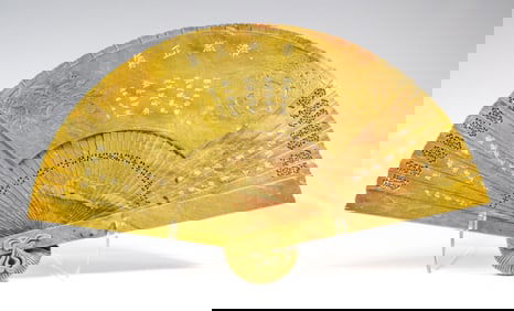 Large Chinese Carved Soapstone Fan