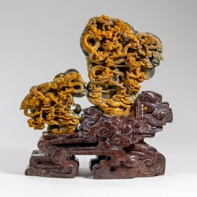 Chinese Carved Soapstone Dragons Statue