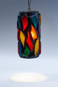 Mid-Century Brutalist "Plastic Chunk" Hanging Lamp