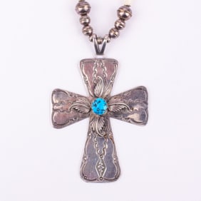 Gary Johnson Navajo Cross Pendant Necklace