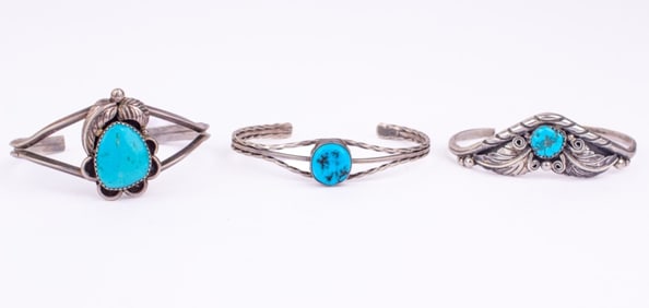 Navajo Silver & Turquoise Bracelets
