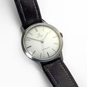 1960's Cyma Cymaflex Thin Case Mens Wrist Watch