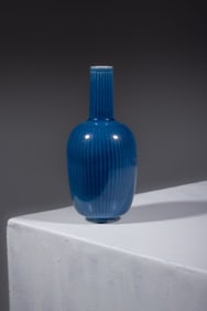 Chinese Blue Glaze Lined Porcelain Small Vase
