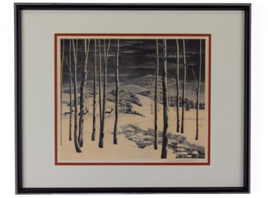 Samuel Margolies "Birch Trees" Etching & Aquatint