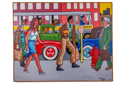 David Hodges "A Walk Through Downtown" Painting