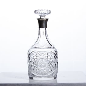 Vintage Barker Brothers Silver & Crystal Decanter