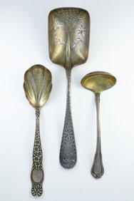 3 19th C Sterling Silver Spoons Becker Lathrop