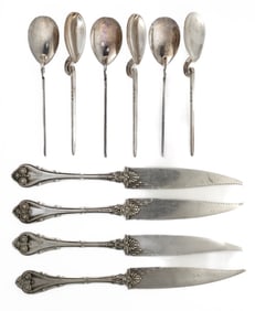 2 Sets English Sterling Silver Spoons/Knives