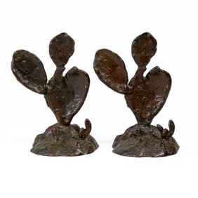 Emilio Maraffi "Cactus" Cast Bronze Bookends