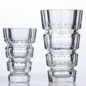Josef Hoffmann Moser Facet Cut Vases 6" & 8"