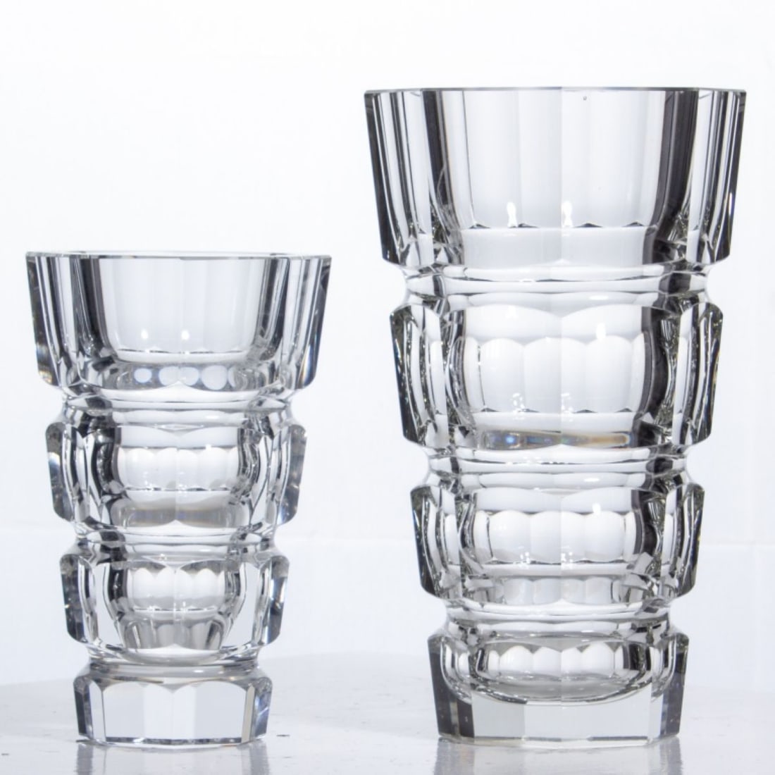 Josef Hoffmann Moser Facet Cut Vases 6" & 8" (1 of 7)