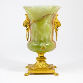 Vintage Onyx & Gilt Metal Urn Vase
