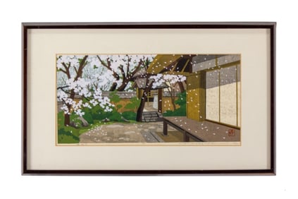 Masao Ido Cherry Blossom Spring Woodblock Print