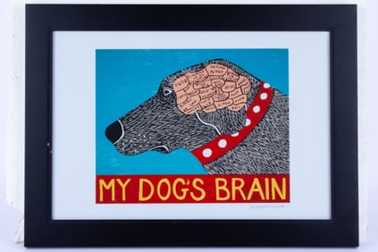Stephen Huneck "My Dog's Brain" Signed Print