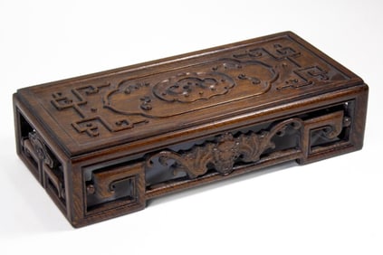 Chinese Hardwood Table Stand Bats & Clouds