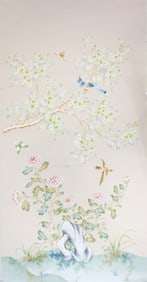 Vintage Hong Kong Painted Chinoiserie Wallpaper
