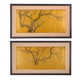 Kawai Gyokudo Red & White Plum Lithograph Set