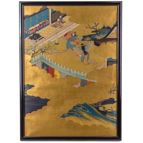 Antique Japanese Framed Yamato-e Painting