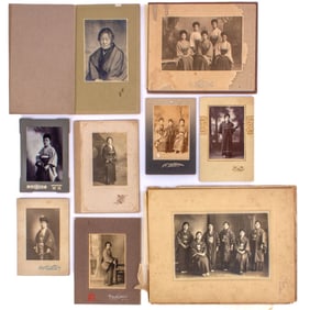 Lot Antique Japanese Photos Women Wearing Kimonos