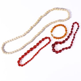 Four Bakelite Amber/Bone Bracelets/Necklaces