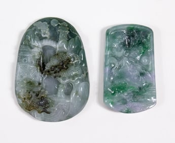 Two Chinese Carved Hardstone Pendants