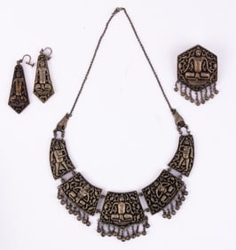 Set of Vintage Indian Silver Metal Jewelry