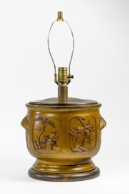 Antique Japanese Meiji Bronze Hibachi Lamp