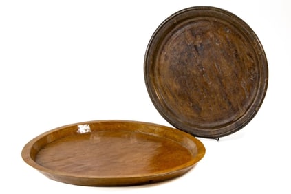 Two Chinese/Asian Carved Wood Food Trays