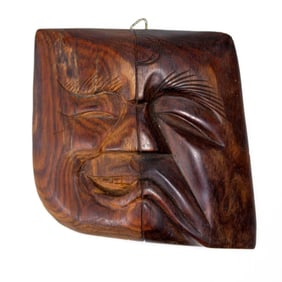 African(?) Carved Rosewood Face Plaque