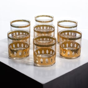 7 Vintage MCM Culver Glass Antigua Lowball Glasses