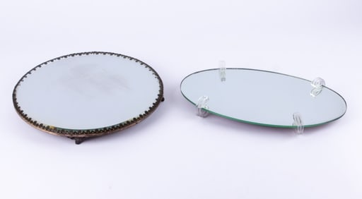 Two Vintage Mid-Century Beveled Plateau Mirrors