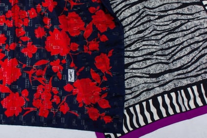 Two Vintage Yves Saint Laurent Scarves YSL