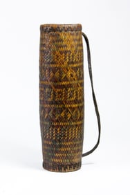 Bhutanese Woven Rattan & Wood Wine Container