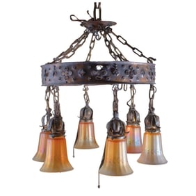 Vintage Arts & Crafts Period Bronze Chandelier