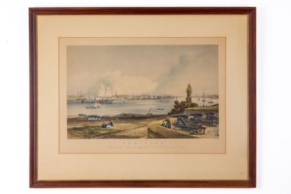 Aquatint Engraving New York View Fort Columbus