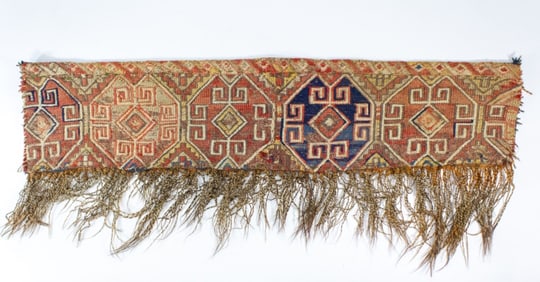 Persian Woven Wool Fringed Bag Geometric Motifs