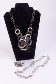 Modernist Sterling Jewelry / Brooch & Necklaces