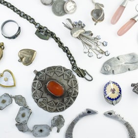 Lot of 15 Silver Metal Jewlery Pieces