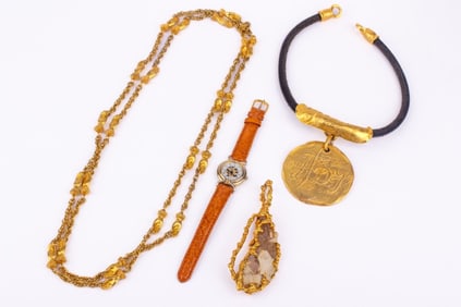 Vintage Gold Tone Costume Jewelry / Judith Leiber / Donna Karan