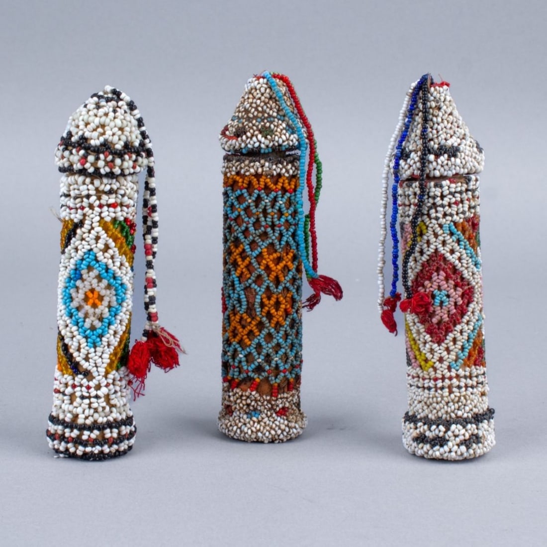 3 Timor Beaded Lime Containers Betel Nut mid 20th (1 of 6)